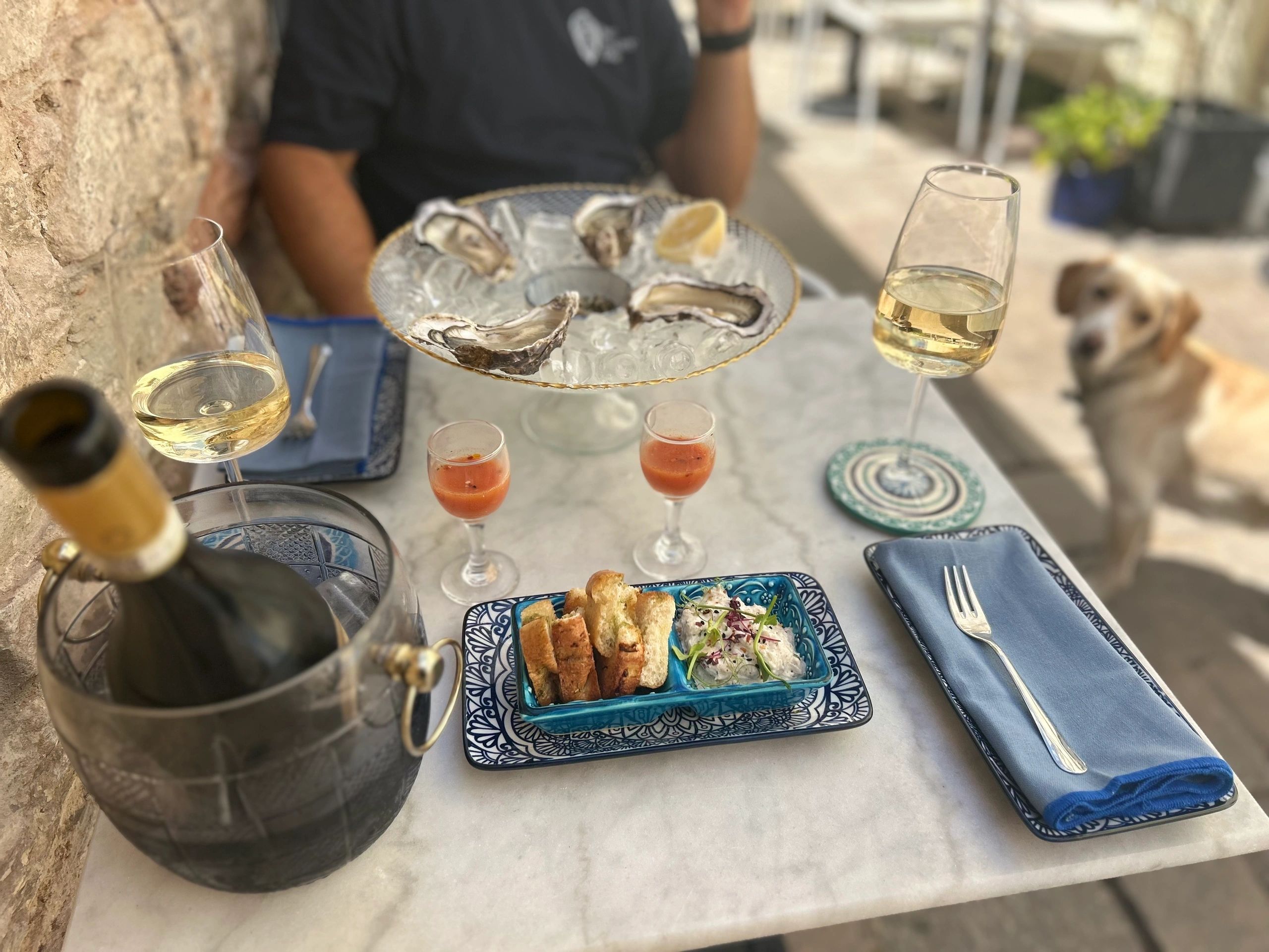 A Mediterranean table set for dinner at Amalfi Kitchen